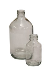 Veral bottles, clear glass, without screw caps