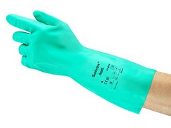 Handschuhe Solvex grün, mit Futter aus Baumwollvelour Ansell