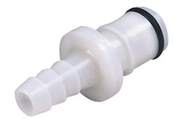 Schlauchkupplungen, Vollkunststoff (POM), NW 6,4 mm, Vaterteile, Schlauchnippel mit Schlauchtüllen Bürkle