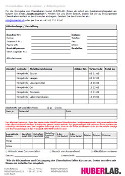 04 Huberlab. – Pickup Request for Chemicals