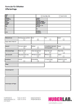 08 Huberlab. – Formular für Etiketten / Formulaire pour les étiquettes / Form for labels