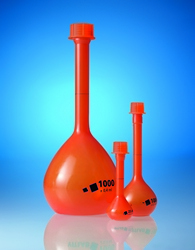 VITLAB® opaque volumetric flasks Class A with coloured screw caps