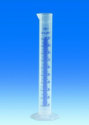 Graduated cylinders, PP, Class B, tall shape, with raised blue scale Vitlab
