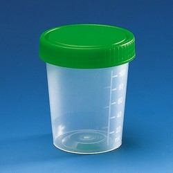 Urine beaker with screw cap