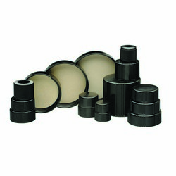 Black Phenolic Screw Caps with PTFE / 14B Rubber Cap Liner, Solid Top Wheaton