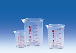 Griffin beakers, PMP, printed red scale Vitlab