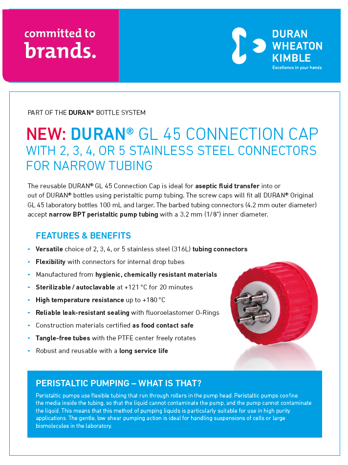 Product flyer New: Duran GL 45 Connection Cap